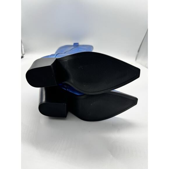 Corkys Hey Girl Blue Metallic Howdy Cowgirl Mid Calf Boots Womens Size 7 Western - Picture 9 of 11